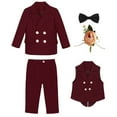 thumbnail image 3 of VNKIDY Boys Outfits Toddler Kids Formal Suit Set Double Button Long Sleeve Lapel Blazer With Bow Tie Matching Pants For Special Occasions Cozy Outfits, 3 of 8