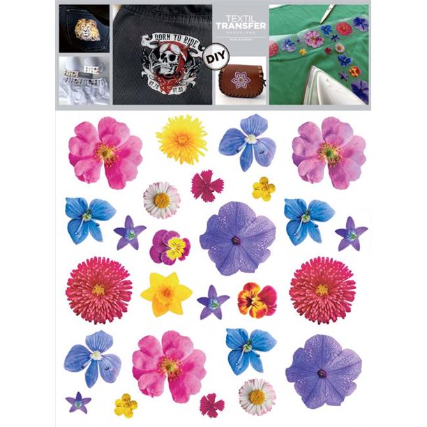 Textil Transfer Fabric IronOns 7.75"X7.75"Set Of Flowers Walmart