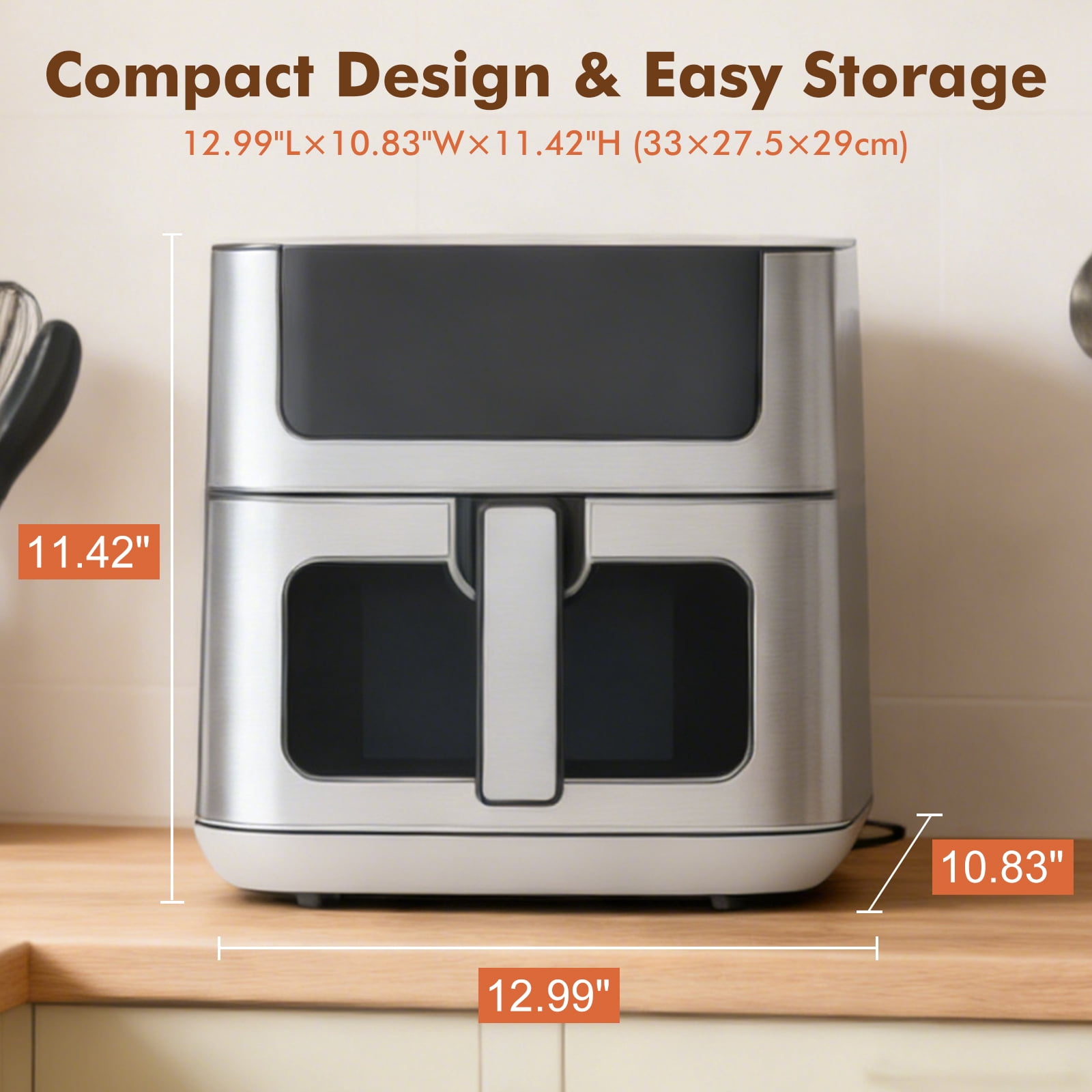 Gianna 6 Quart Air Fryer, 9-in-1 Functions, Ceramic Coating, 90°–450°F, White