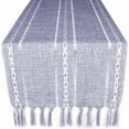 thumbnail image 2 of XINQIHANG Farmhouse Table Runner Rustic Style 13\u201c x 60\u201d, Braided Striped Linen Fall Table Runner 60 Inches Long with Tassels for Dining Room Kitchen Reading Dresser Décor,Blue, 2 of 7