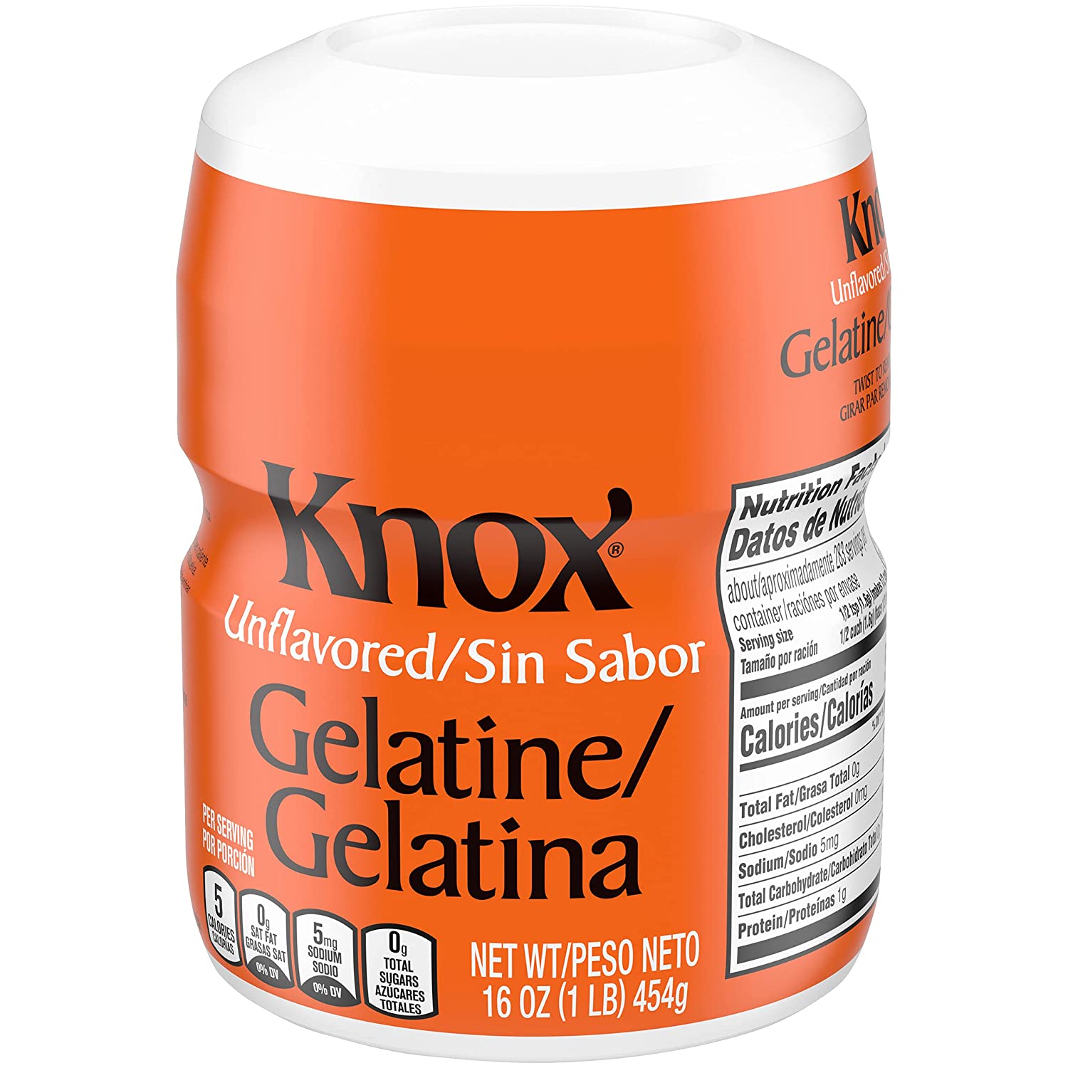 Knox Plain Unflavored Gelatin Mix 16 Oz Bulk Container 1 Count