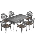 thumbnail image 2 of JERFIT 7-Piece Outdoor Patio Dining Set with Table & Cushions, Cast Aluminum Stackable Chairs, All-Weather Black Furniture for Garden, Porch, Poolside, 2 of 10