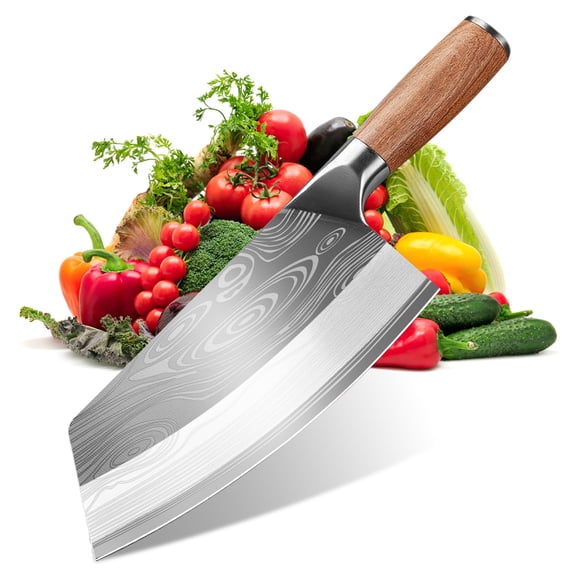 MDHAND 8" Vegetable Cleaver Kitchen Knife - Sharp, Stainless Steel