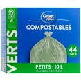 thumbnail image 3 of Great Value Small Green Compostable Bags, 10L , 44bags, 3 of 4