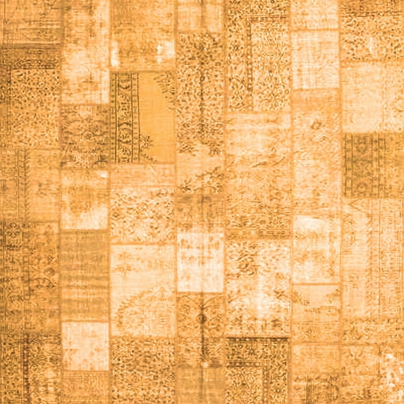 Ahgly Company Indoor Square Patchwork Orange Transitional Area Rugs, 5' Square