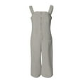 thumbnail image 4 of Riforla Women Loose Casual Jumpsuits Cotton Linen Wide Leg Jumpsuits Bib Pants Baggy Rompers Overalls with Pockets Casual Jumpsuits for Women Grey XL, 4 of 5