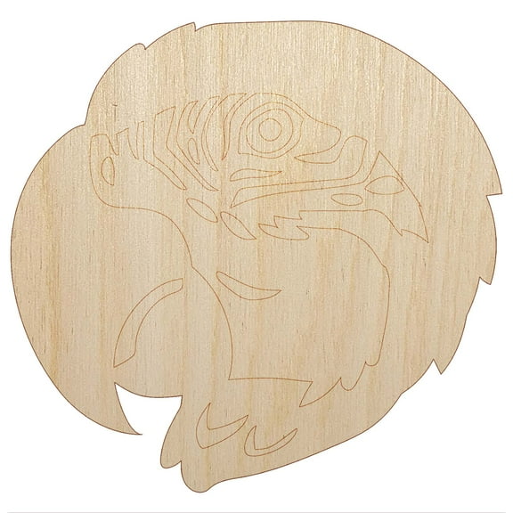 Macaw Parrot Bird Head Wood Shape Unfinished Piece Cutout Craft DIY Projects - 4.70 Inch Size - 1/4 Inch Thick
