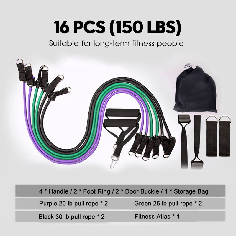 11/13/14pcs Resistance Bands Set Pull Rope Home Gym Equipment UK Stock 