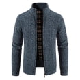 thumbnail image 2 of Mens Knit Long Sleeve Polo Sweater - Men's Sweater Coat Zip Front Knitted Wool Jacket Long Sleeve Outdoor Casual Autumn Winter Male Outerwear, Blue, Size M, 2 of 4