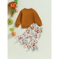 thumbnail image 4 of Toddler Baby Girl Halloween Clothes Pumpkin Outfits Set Pullover Sweatshirt Tops+Flare Pants Fall Winter Baby Clothes, 4 of 8