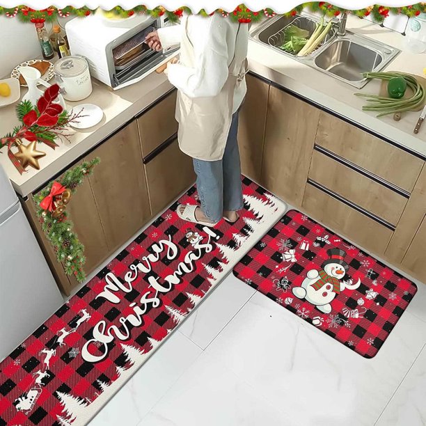 Fiudx Ofertas de la semana Alfombra de cocina con diseño de reno y árbol de Navidad, para la entrada de la casa, para el baño