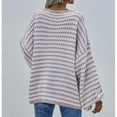 thumbnail image 6 of Womens Loose Crewneck Long Sleeve Stripped Off the Shoulder Knitted Solid Pullover Fall Jumper Tops Khaki S, 6 of 7