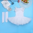thumbnail image 5 of Sholeno Kids Girls Ballet Dance Outfits Camisole Mesh Tutu Princess Dress with Gloves Hair Clip Set White 16, 5 of 7