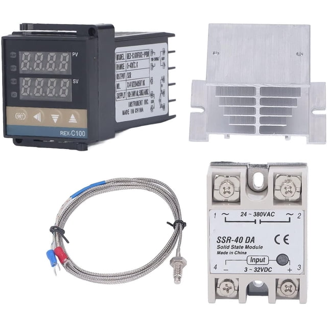 Kit de Controlres de Temperatura PID, REX C100 0-400℃ Regulr de Termostato para Incubra Regulr Termostato Digital para Granja de Cría, Gallinero, Energía Eléctrica