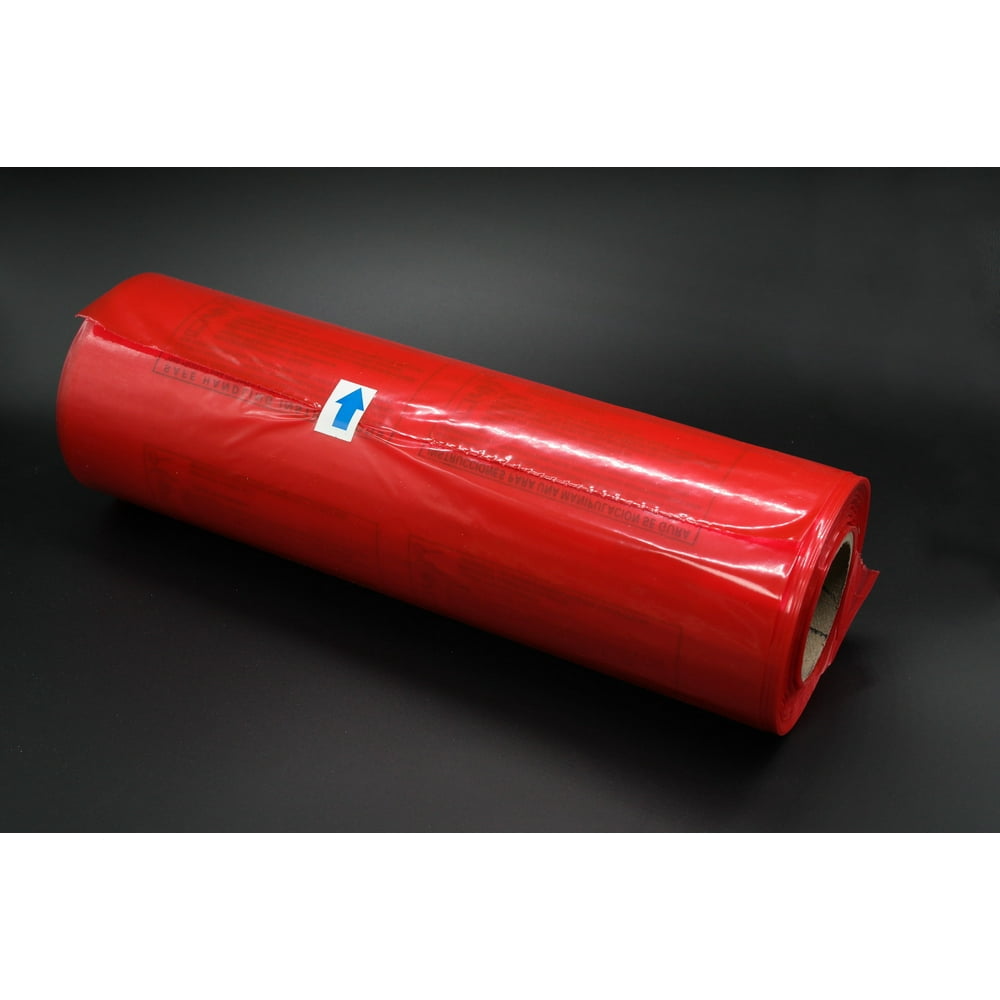 Tripact 11" x 19" LDPE CLEAR RED Plastic Flat Open Poly Bag Roll 1.25