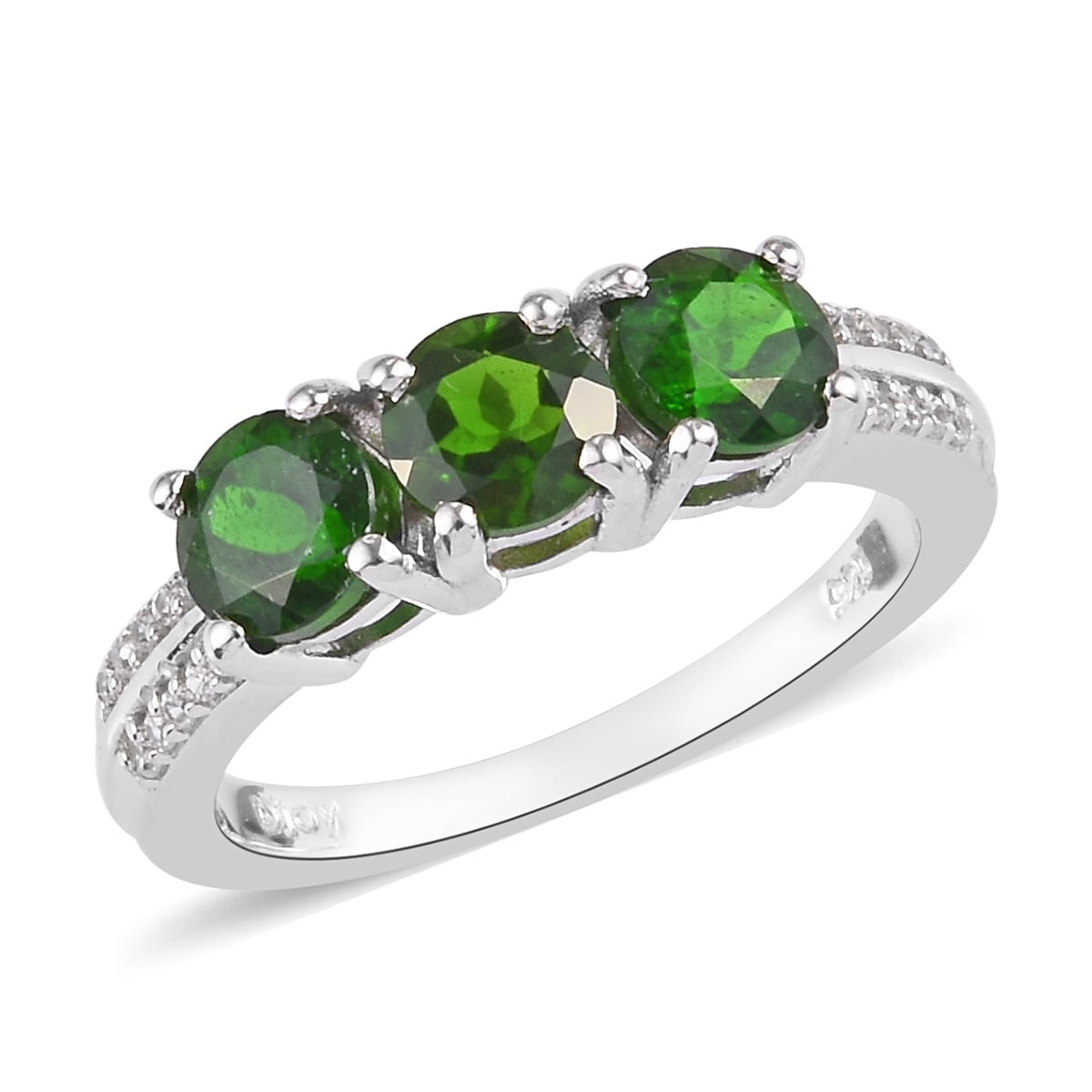 925 Sterling Silver Platinum Over Chrome Diopside Ring Jewelry Size 8 Ct 1.4