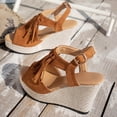 thumbnail image 6 of Women Shoes Women's Wedge Platform Sandals Summer Boho Open Toe Tassel Sandals for Women Wide Width Large Sizes Soft Suede Adjustable Ankle Buckle Non Slip Lug Sole Comfort Walking Womens Heels, 6 of 10