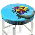 thumbnail image 3 of Vsdgher Elephant Trunk Couple Flowers Print Stool Covers Round,Stretch Round Stool Covers Washable Stool Cushion Slipcover Elastic Chair Covers for 12-14 Inch Chair, 3 of 7