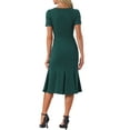 thumbnail image 3 of INSPIRE CHIC Women's Sheath Dress Cocktail Party 1950s Vintage Button Decor Ruffled Mermaid Midi Dress L Dark Green, 3 of 6