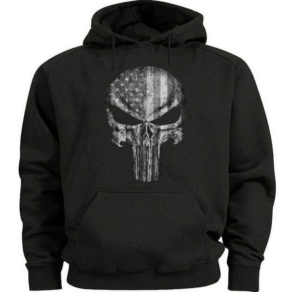 Mens American Flag Skull Hoodie Pullover Sweatshirt Clothing