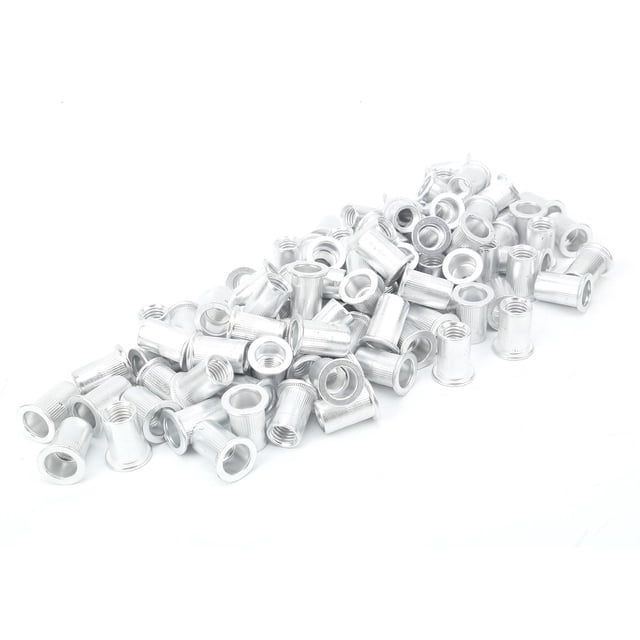 Pull Riveting Nuts, 100 Pcs Aluminum Galvanized Flat Head Threaded Insert Nut Vertical Hardware Accessories