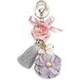 thumbnail image 1 of KAIYANG Llavero con forma de flor y borla de diamantes de imitación, llavero con forma de hoja, colgante para cartera y bolso para mujer, color rosa, 1 of 5