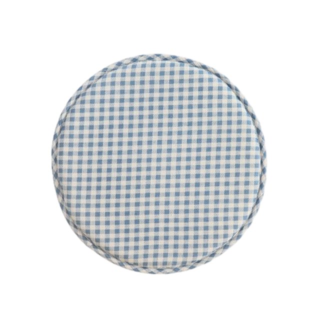 Bearachild Cojín de asiento de 12,9 pulgadas con correas, almohadilla de algodón para silla, alfombrilla de taburete de grosor, suave, Decoración del hogar Rejillas blancas azules Diámetro 33cm