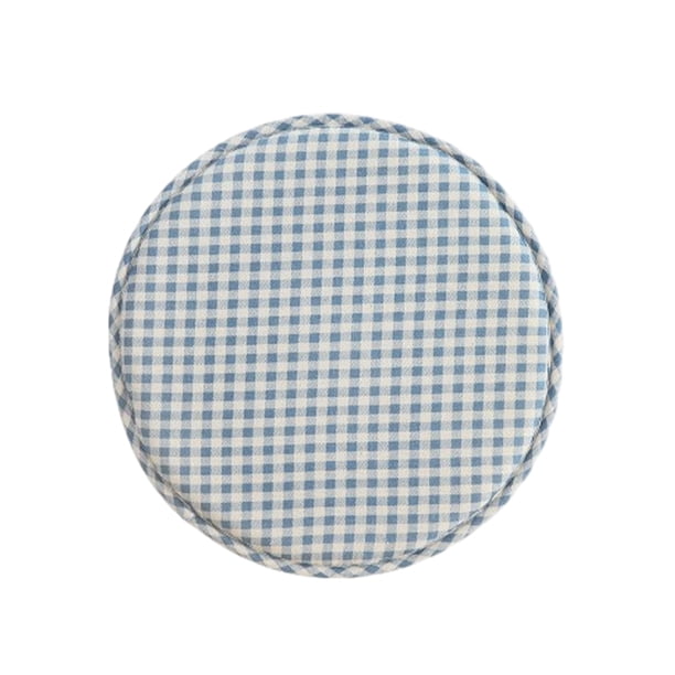 Advancent Cojín de asiento 12,9 con correas, almohadilla de algodón antideslizante para silla, alfombrilla de taburete de espesor, Decoración del hogar Rejillas blancas azules Diámetro 33cm