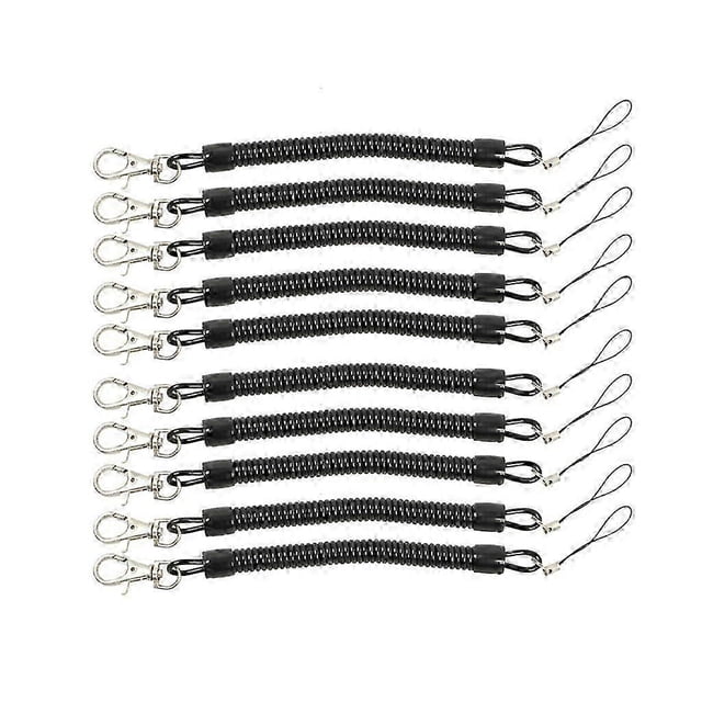10x Spring Coil Keychain Swivel Lobster Clasp Keyring Retractable Coil Cord Springs Keychain for Workshop Home Office