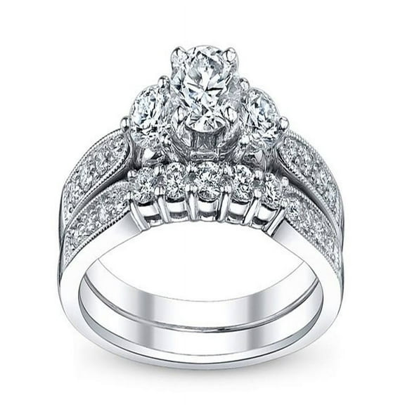 Luxurious Wedding Ring Set 2 Carat Round Cut Moissanite Diamond On 10K White Gold, Promise Ring, Anniversary Ring