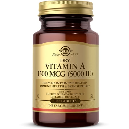 2 Pack - Solgar Dry Vitamin A 1500 mcg (5000 IU) Tablets - 100 ct