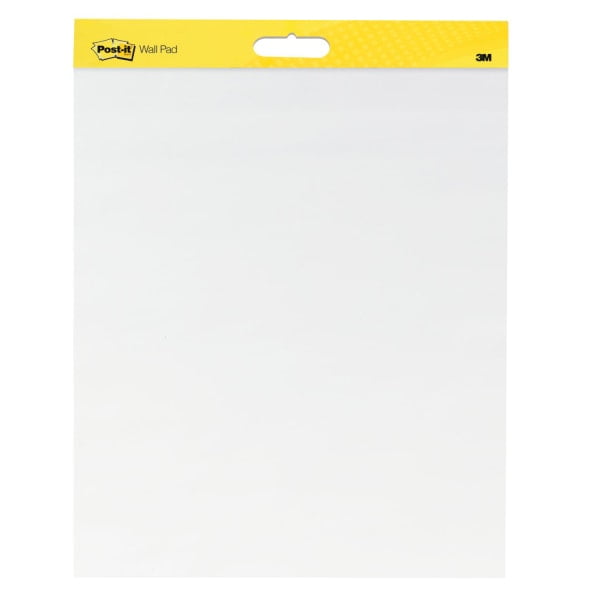 Postit® Super Sticky Wall Pad, 20" x 23", Plain White Paper, 20 Self