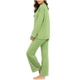 thumbnail image 6 of MGDXOX Womens Pajama Sets Long Sleeve Pajamas for Women Sets 2 Piece Lounge Sets Soft Pj Sets Fall Sleepwear with Pockets Green M, 6 of 8