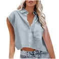 thumbnail image 2 of Tittly Spring Tops for Women Tank Top for Women Womens Sleeveless Down Shirts Casual Loose V Neck Pad Shoulder Crop Tank Top Sleeveless Top Vest for Women Grey XXL, 2 of 6