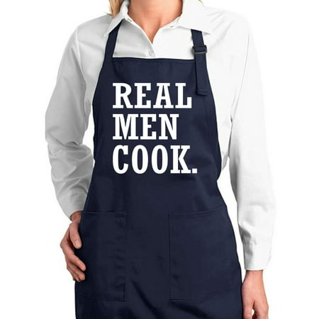 

Real Men Cook Father s Day Gift Kitchen BBQ Grilling Cooking Dad Father Apron with Pockets Navy One Size