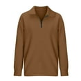 thumbnail image 3 of Babysbule Womens Fall Solid Deals Sweatshirts Casual Winter Lapel Zip Up Pullover Long Sleeve Quarter Zip Hoodie, 3 of 5