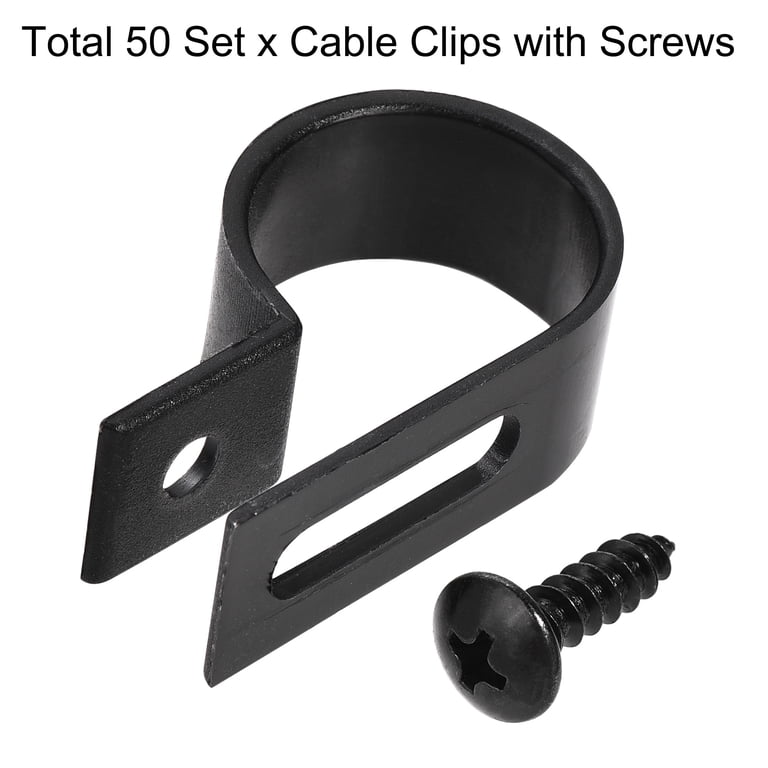 Glarks 120Pcs 3/4 Inch Black Nylon Screw Mounting R-Type Cable Clip Wire Clamp with 120Pcs Glarks 120Pcs 3/4 Inch Black Nylon Screw Mounting R-Type Cable Clip Wire Clamp with 120Pcs