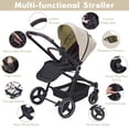 thumbnail image 5 of GarveeLife Foldable Baby Stroller, High Landscape Pushchair for Newborn, Toddler, Convertible Infant Pram with Reversible Backrest, Storage Basket, Adjustable Footrest & Canopy, Cup Holder, Cream, 5 of 5