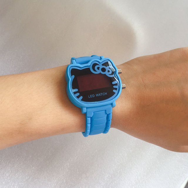 Reloj electrónico LED con dibujos de gatos, multifuncional, para estudiantes, bonito reloj para niños, regalo
