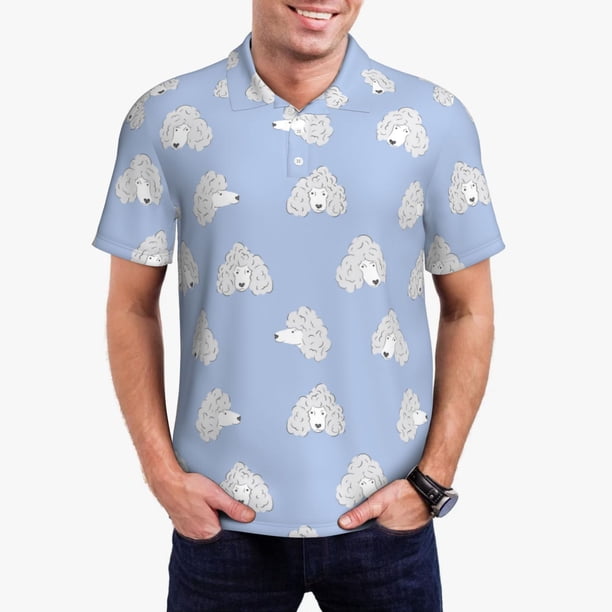 Fotbe Cute Poodle Dog Camiseta Polo de Golf para Hombre con Estampado – Camisa Deportiva Transpirable con Cuello Abotonado-Large