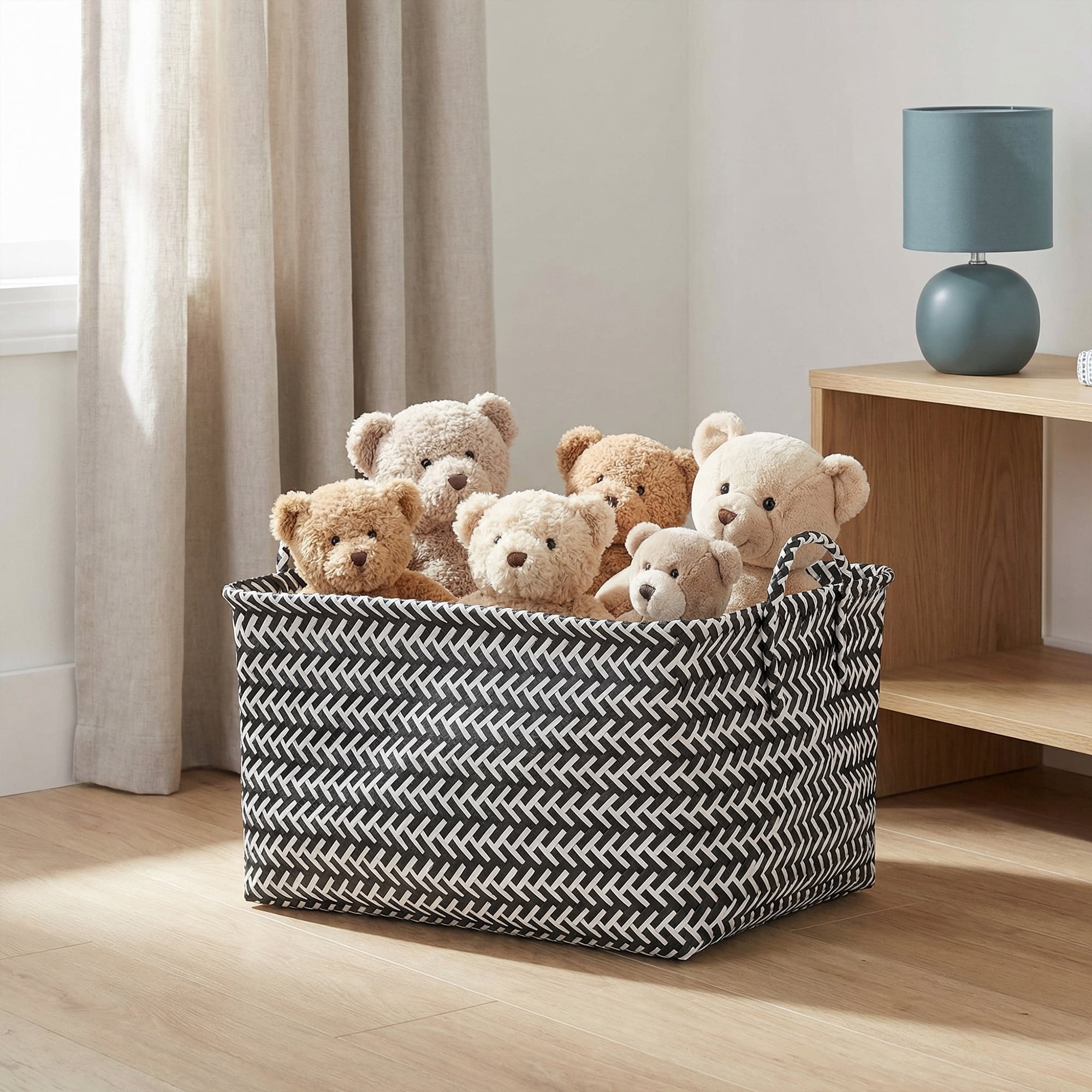 Unique Bargains Wicker Shelf Closet Storage Bin for Blankets Black 17.7" x 13.8" x 9.8"