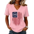 thumbnail image 2 of Evdexr Independence Day Shirts for Women Patriotic V Neck T Shirt 1776 2026 Short Sleeve Red Blue and White Tops 4th Of July Stars and Stripes Lightweight Tees Pink XL, 2 of 4
