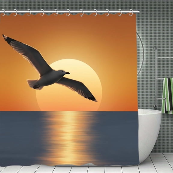Golden Hour Soar Print Shower Curtain,Modern Fabric Waterproof Shower Curtain Set with Hooks 70.8×70.8Inch (180×180cm)