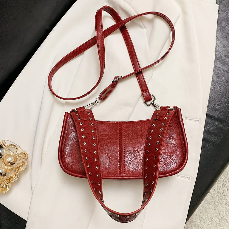 Red studded shop crossbody bag