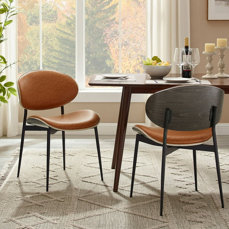 Art Leon Mid Century Dining Chairs PU Leather Wishbone Dining Chair Set of 2 Walmart