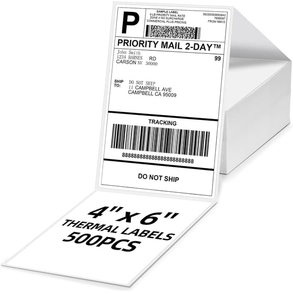 Phomemo Thermal Label Printer Paper, 4"x 6" 500, 1 Packs of 500 Fold Labels - Compatible with JADENS, ASprink, Phomemo, Rollo, Zebra, Omezizy and Other Thermal Printers D450 D520 D550 B246D M421 PM24