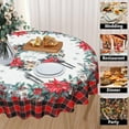thumbnail image 2 of Nappe de Noël Poinsettia Ronde 60 Pouces Carreaux Rouges Flocon de Neige Lavable Résistant aux Plis et aux Taches Nappe en Polyester Décorations d'Intérieur Hiver pour Maison Cuisine Dîner Fête Vacances, 2 of 5