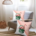 thumbnail image 3 of Flamingo Throw Pillow Covers 16x16 Set of 2 Tropical Leaves Pink Flamingo Pillow Cases Modern Geometry Abstraction Palm Leaf Pillowcase Summer Farmhouse Decor for Home Couch Sofa, 3 of 6