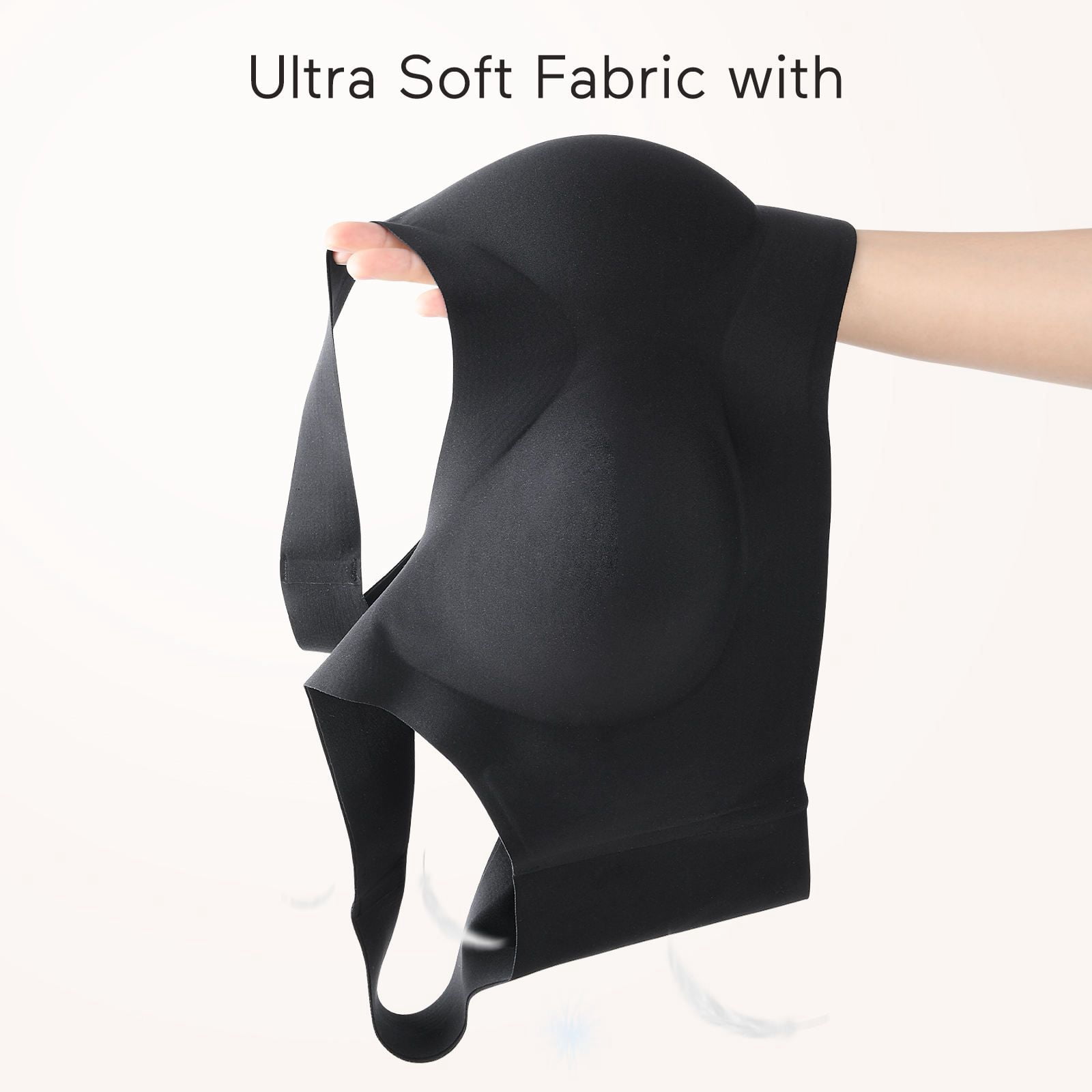 Momcozy Seamless Bras, Wireless Soft Daily Bra, Leisure Invisible Full-Coverage Bra, Black 3XL