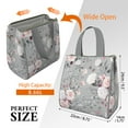 thumbnail image 3 of Pioneer Flower Floral Print Pattern Insulated Lunch Bag for Women & Adults,Large Portable Soft Cooler Lunch Bag,Thermal Food Storage Tote with Pearl Cotton,8.66L,8.75x5.75x9.5 Inch, 3 of 6